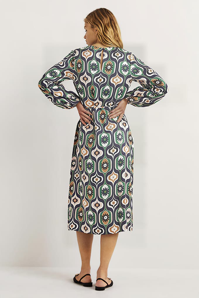 Boden Long Sleeve Column Midi Dress Nav Maat: 8P | Midi Jurken Outlet | Dames