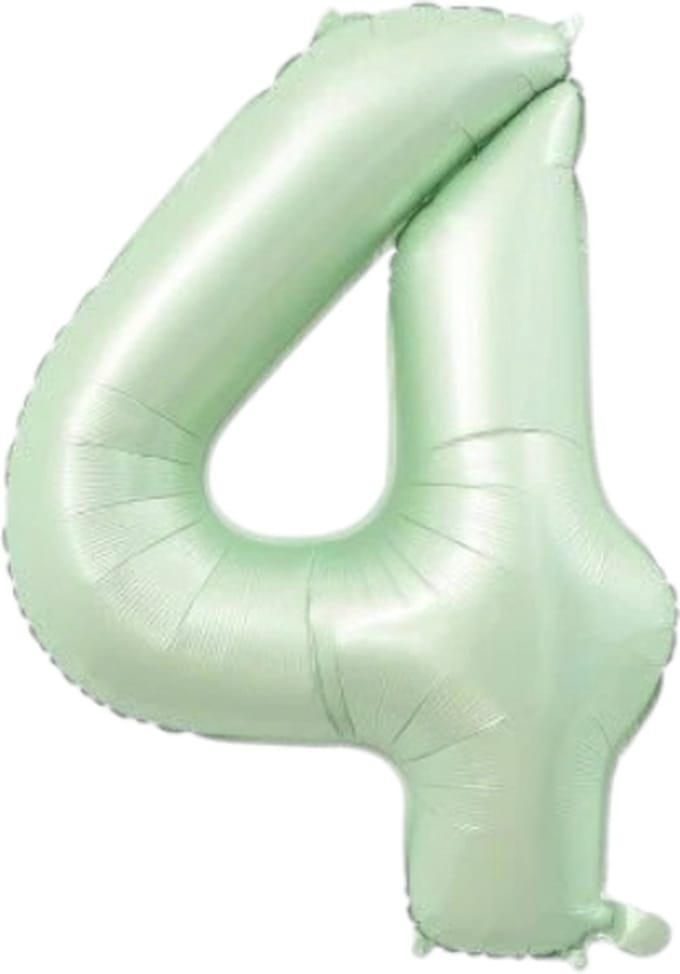 Folieballon cijfer 4 - mintgroen - 80cm
