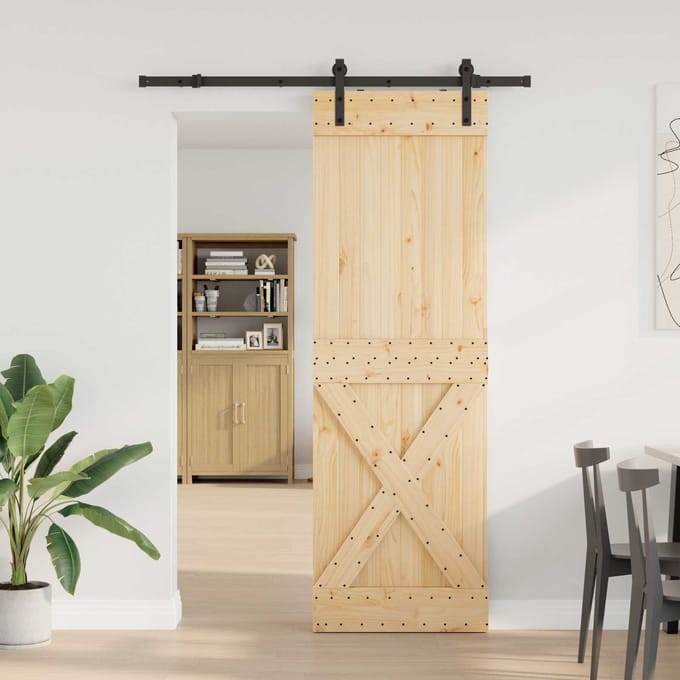vidaXL - Schuifdeur - NARVIK - 70 - x - 210 - cm - (152,5 - cm) - Naturel - en - Zwart