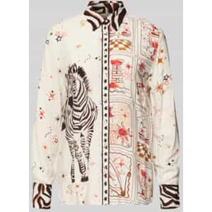 Regular fit overhemdblouse van pure viscose met dierenprint