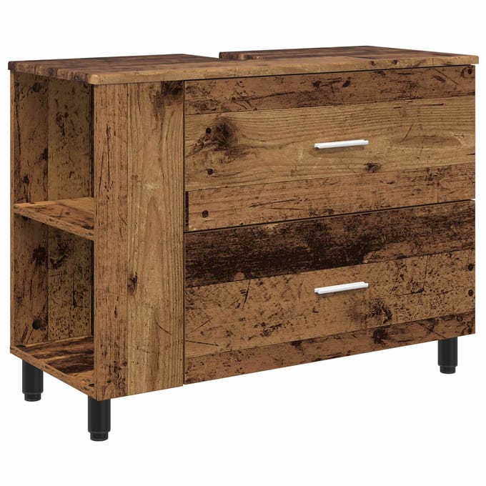 vidaXL - Badkamer - vaniteitsunit - Oud - hout - 80 - x - 35 - x - 60 - cm - Bewerkt - hout