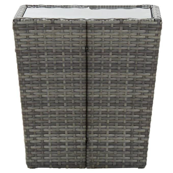 vidaXL - Theetafel - 41,5x41,5x43 - cm - poly - rattan - en - gehard - glas - grijs