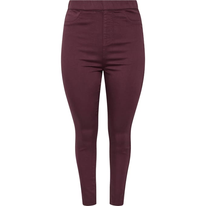 Yours Bordeauxrode Grace Jeggings Met Elastische Tailleband Size 42