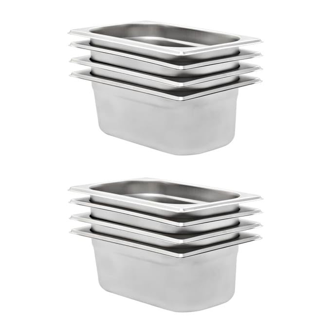 vidaXL - Gastronormbakken - 8 - st - GN - 1/4 - 100 - mm - roestvrij - staal