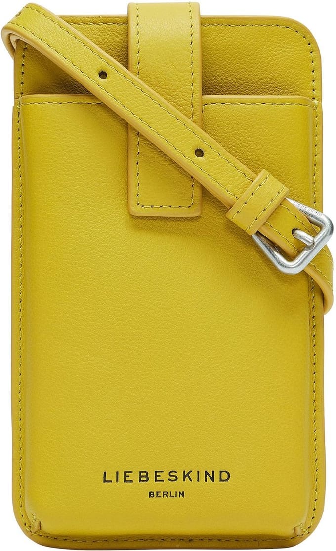 LIEBESKIND BERLIN Leren Telefoontasje Schoudertas Harris Mobile Pouch Hightech Donkergeel