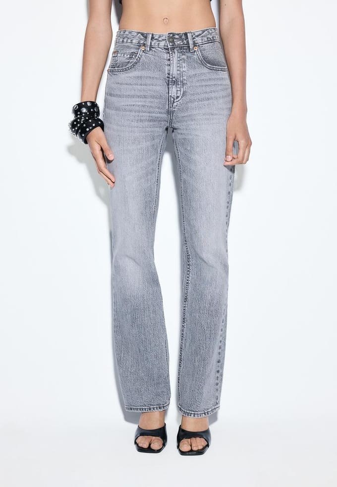 Stradivarius D98 Jeans straight-leg vintage effect  DONKERGRIJZE DENIM WASSING 36