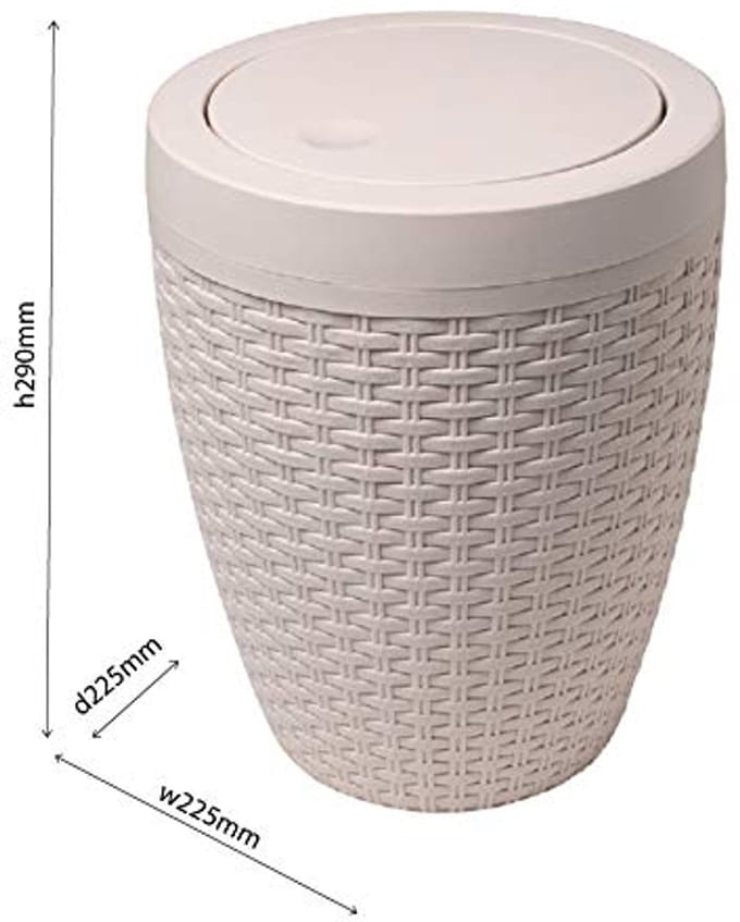 Faux Rotan Ronde Badkameremmer met Schommeldeksel - 5 Liter