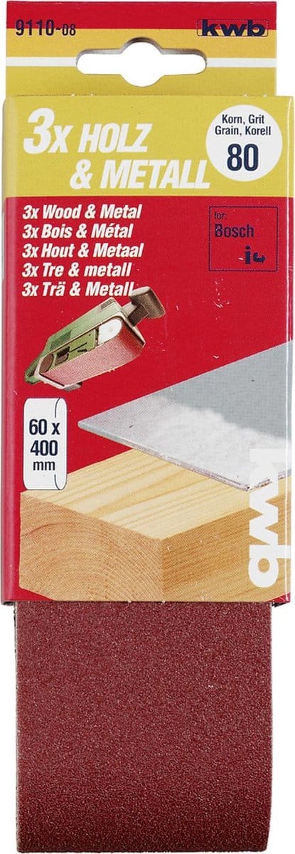 kwb 911004 Schuurbandset Korrelgrootte (num) 40 (l x b) 400 mm x 60 mm 3 stuk(s)