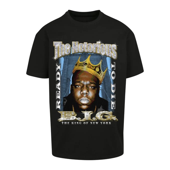 Mister Tee - Biggie Crown Oversize Heren T-shirt - L - Zwart