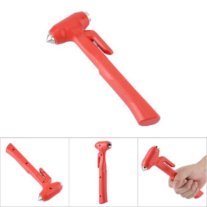 Auto Veiligheidshamer Staal Noodontsnappingstool Gordelsnijder Ruitbreker (Rood Groot) zwart