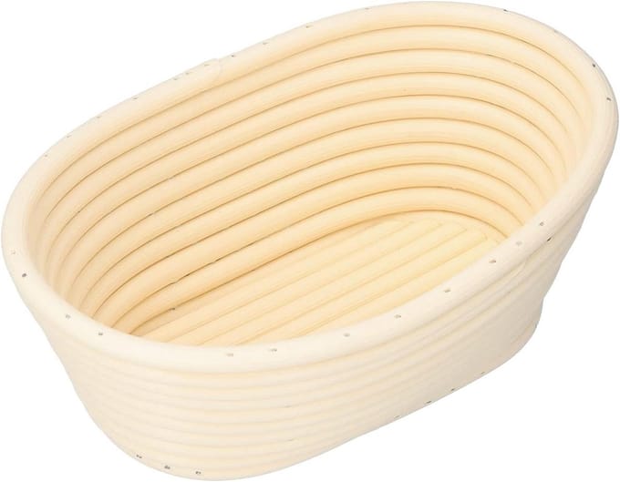 Brood Rijs Mand - Deeg Fermentatie - Zuurdesem Bakken - Handgeweven Plastic - 21x14x8 cm - Gebroken Wit