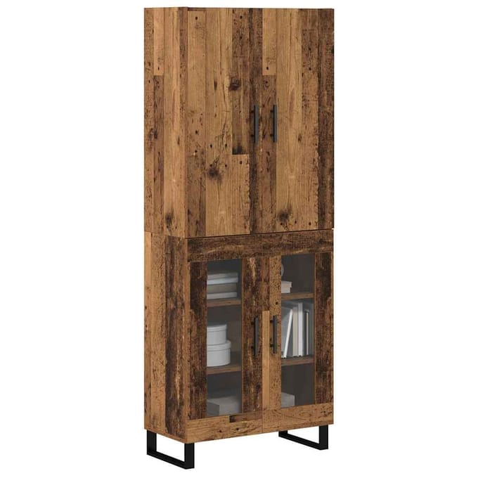 vidaXL - Highboard - 2 - st - Oud - Hout - 69,5 - x - 34 - x - 180 - cm