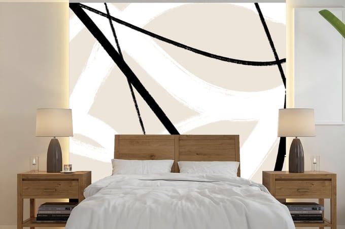 Behang - Fotobehang Lijn - Abstract - Minimalisme - Pastel - Breedte 280 cm x hoogte 280 cm