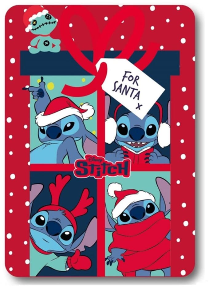 Disney Lilo & Stitch 'Stitch's List For Santa' - Kerst Polar Deken 100x140 cm - Polyester