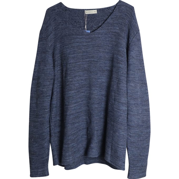 Etro V-hals gebreide trui van blauw katoenlinnen