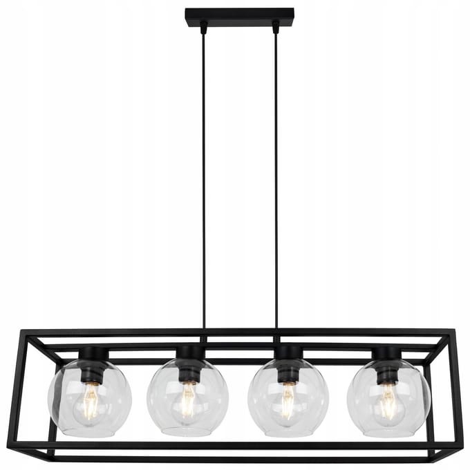 Hanglamp HAGA CAGE Zwart Glas - 4xE27 - Verstelbaar