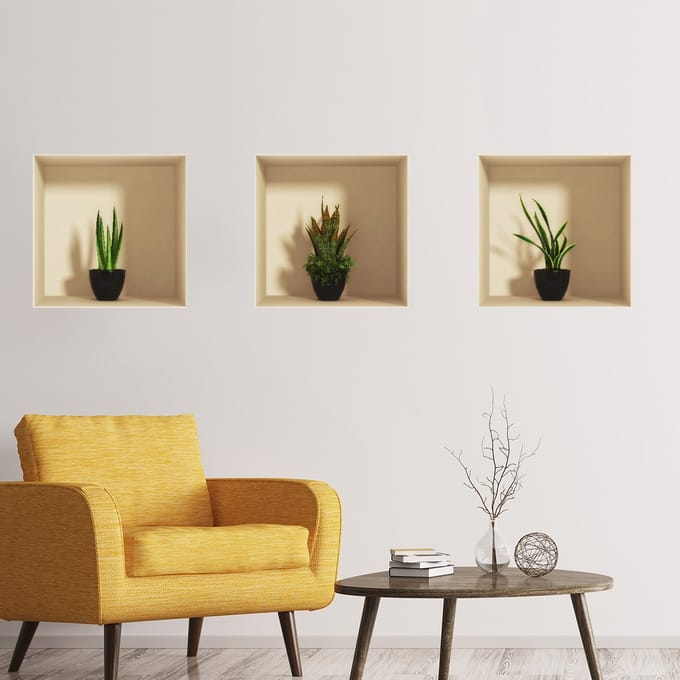 3D-effect sticker voor kamerplanten 30 x 90 cm