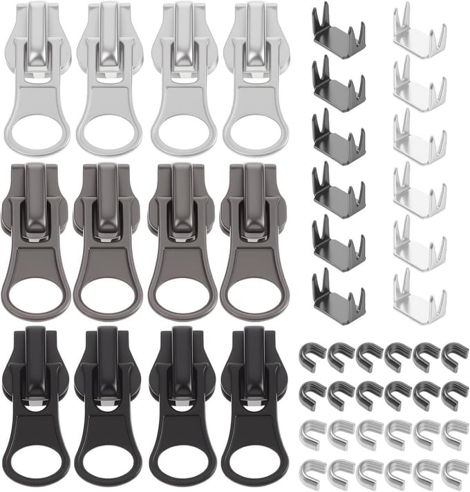 Ritssluiting Reparatie Set - Universele Onderdelen - Kleding Repareren - 48 Delige Kit - Compact Formaat