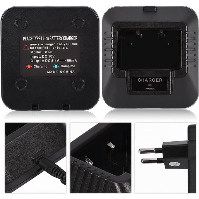 Bureaulader Stroomadapter voor Baofeng UV-5R 5RA 5RE Portofoon EU Plug