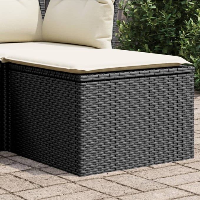 vidaXL - Tuinkruk - met - kussen - 55x55x37 - cm - poly - rattan - zwart