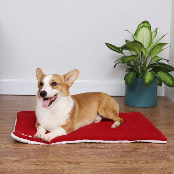 Kerstthema Huisdier Kat Hond Bed Mat Kussen Zacht Warm Dik Kennel Kooi Sofa Mat voor Klein Middelgroot Groot rood