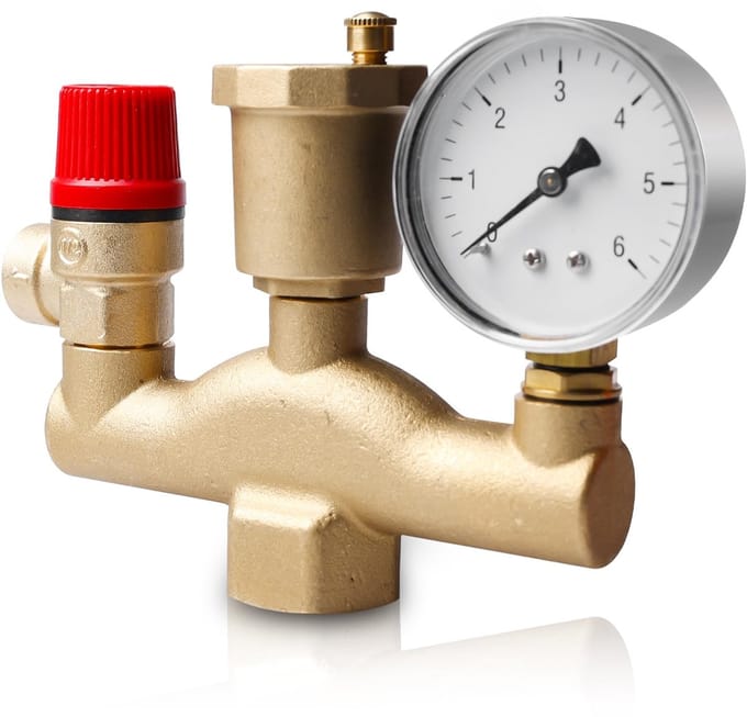 Dailygoods- Veiligheidsventiel 3 bar - Drukregelaar - Druksensor - Messing - Robuust - Temperatuurbestendig