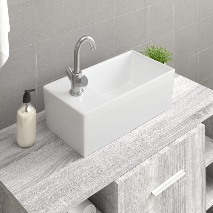 vidaXL - Wasbak - 48x25x15 - cm - keramiek - wit