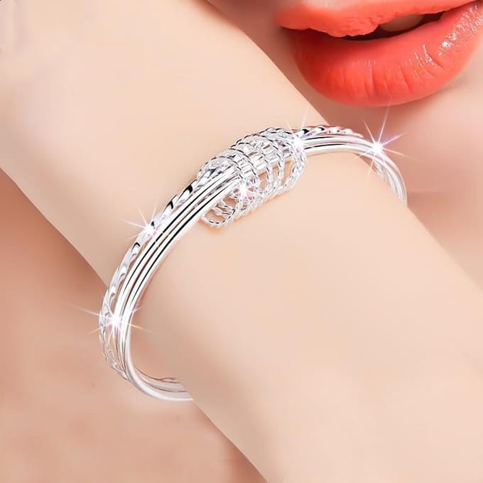 Veelzijdig Eenvoudig Drie-ring Armband Mode Zilverkleurig Gecoat Drie Levens Drie Werelden Armband blue