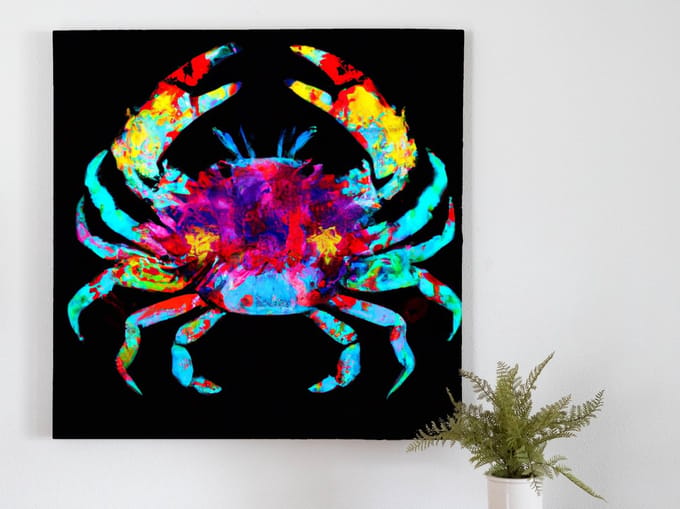 Colorful crab explosion | Colorful Crab Explosion | Kunst - 30x30 centimeter op Dibond | Foto op Dibond
