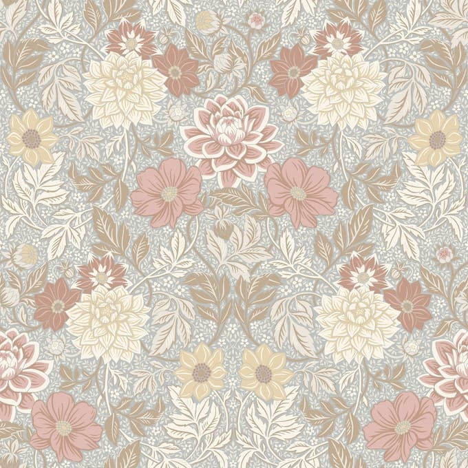 Boråstapeter Vliesbehang 7692 - Falsterbo III - Botanisch Blauw - 53cm x 10.05m
