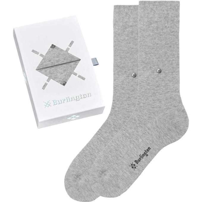 Burlington Basic Gift Box eenkleurig katoen multipack sokken heren grijs - maat 40-46