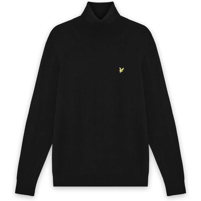 Lyle & Scott Cotton merino turtleneck jumper - jet black