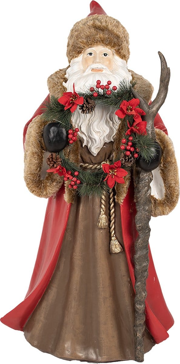 Clayre & Eef Kerstdecoratie met LED-verlichting Kerstman 65x49x122 cm Rood Kunststof