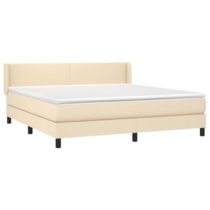 vidaXL - Boxspring - met - matras - stof - crèmekleurig - 180x200 - cm