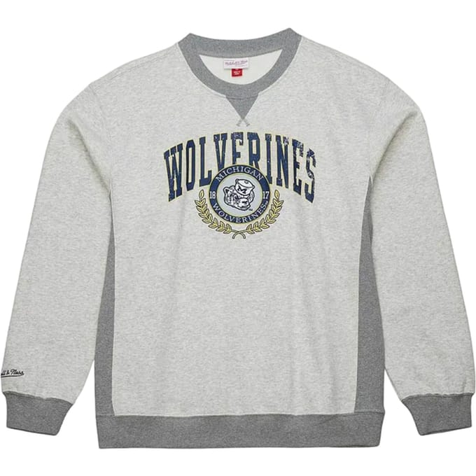 Mitchell And Ness Ncaa Michigan Wolverines Premium Fleece Sweatshirt Grijs