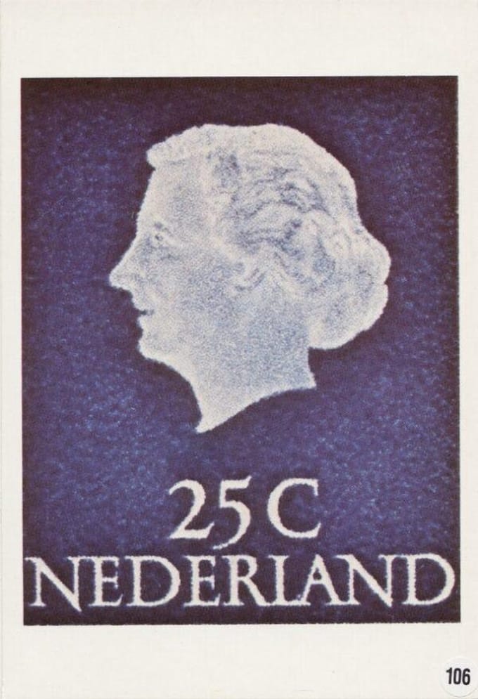 Briefkaart met afbeelding koningin Juliana postzegel