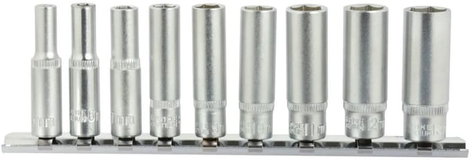 GEKO Diepe dopsleutelset - 6-punts - 5-13 mm - 9-delig - CrV staal