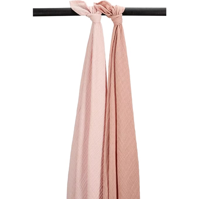 Meyco Baby Uni swaddle - 2-pack - pre-washed hydrofiel - soft rose/rose - 120x120cm