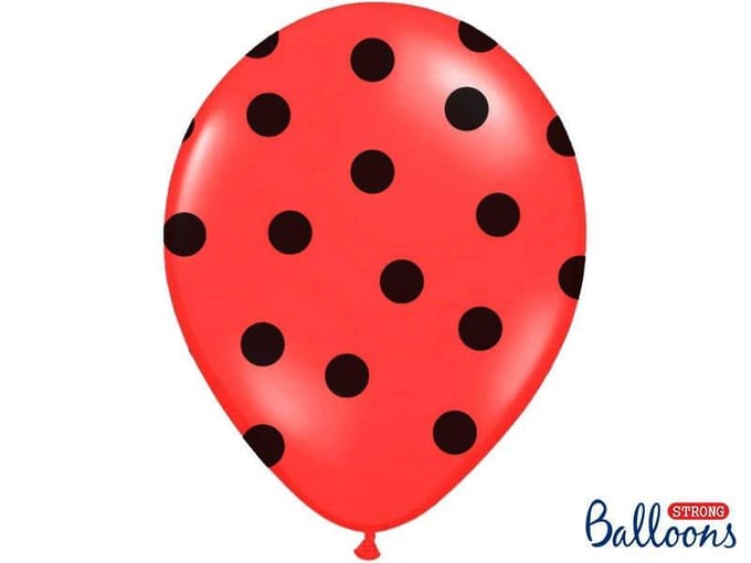 Partydeco - Ballonnen Rood dots zwart 6 stuks