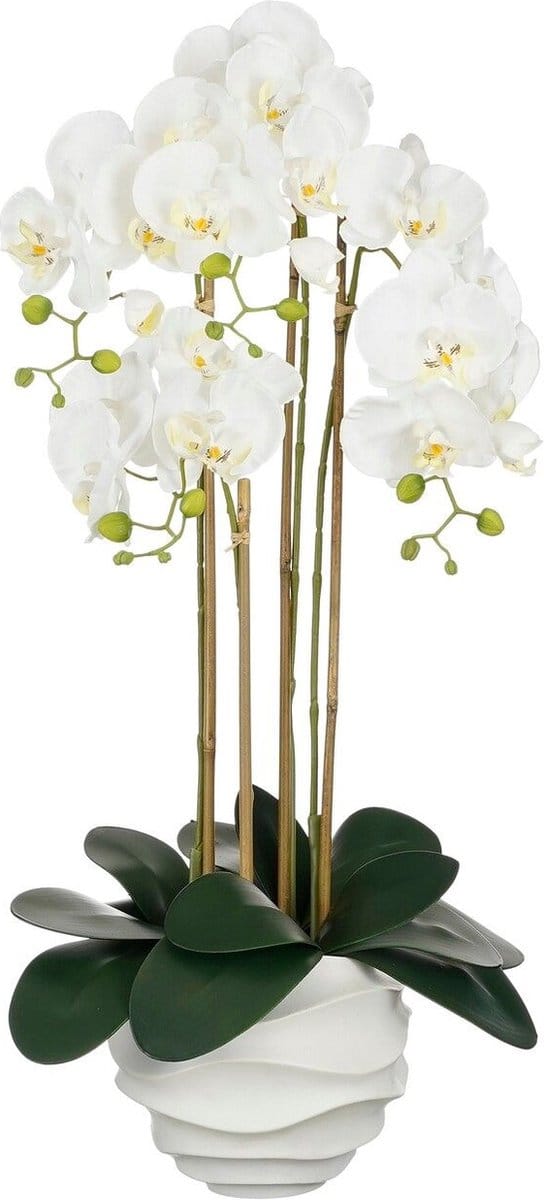 Mica Decorations Kunstplant Phalaenopsis - 40x34x82 cm - Polyester - Wit