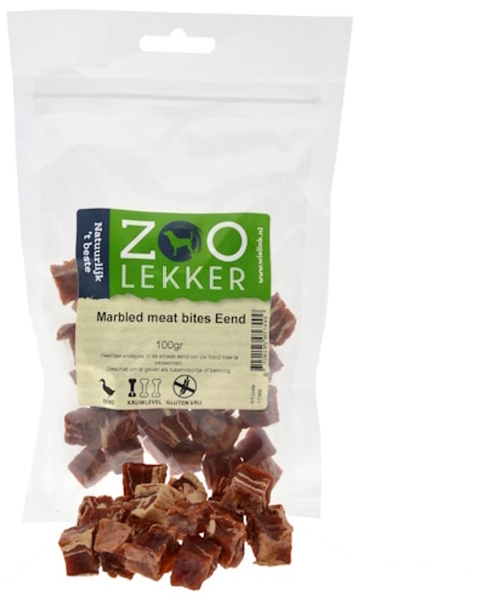Zoolekker Marbled Meat Bites Eend - glutenvrije hondensnack 100 g