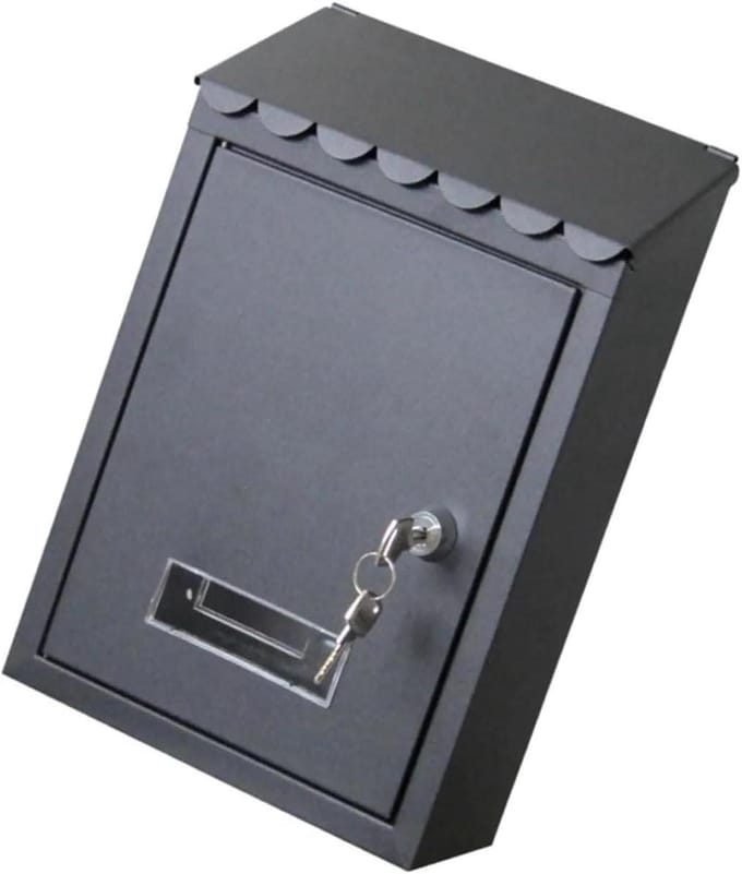 Brievenbus, roestbestendig, 22 x 6,5 x 30 cm, wandgemonteerde postbox, veilige koffer, wit (Black 2)