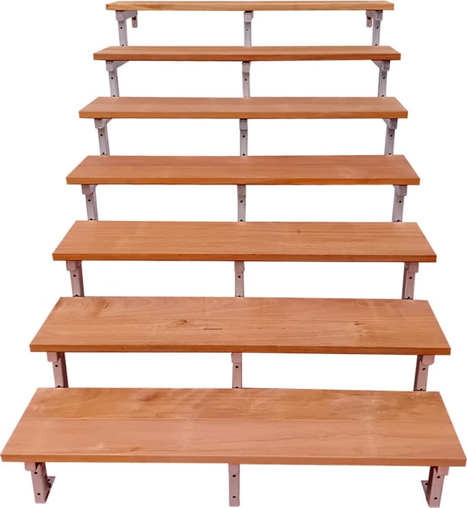 BALI Stalen buitentrap H122cm - 7 treden hardhout breedte 140cm
