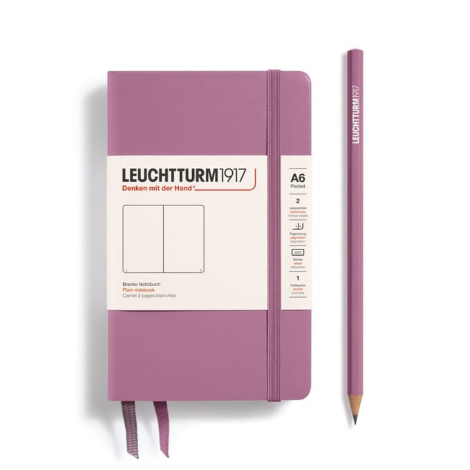 Leuchtturm notitieboek dusty rose blanco pocket hardcover a6 90x150mm