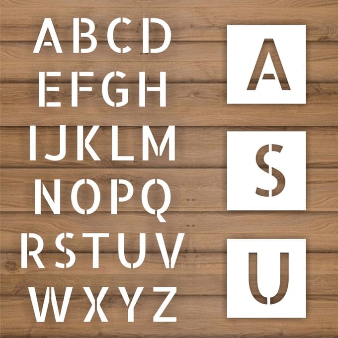 Sjablonen letters A-Z lettertype Allerta 250mm hoog