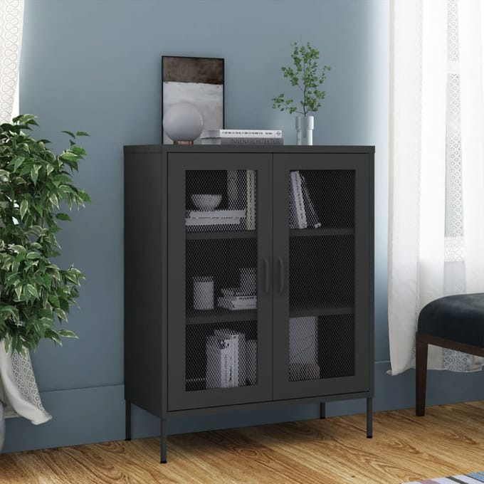 vidaXL - Opbergkast - 80x35x101,5 - cm - staal - antracietkleurig