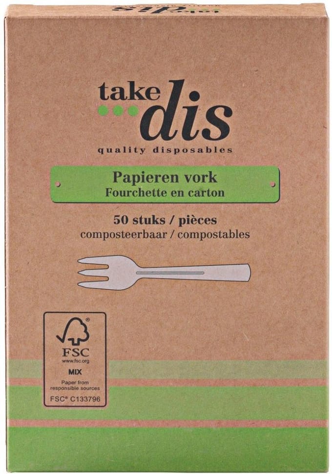 Vorken Papier Wit Wegwerp Vorken Merk Take Dis Doos 50 Stuks
