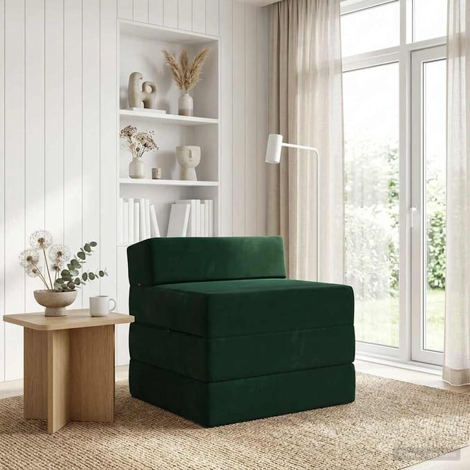 vidaXL - Vouwbare - Sofa - Bed - Donkergroen - 70 - x - 60 - x - 63 - cm - Fluweel