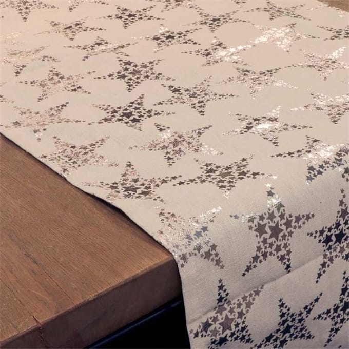 Unique Living | Tafelloper Stars 42x150cm natural/champagne
