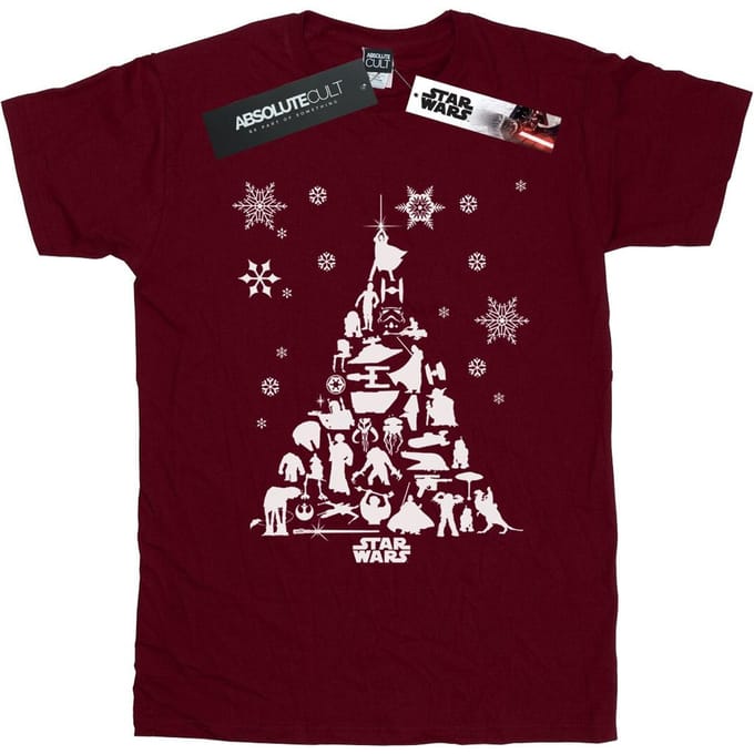 Star Wars Heren Kerstboom T-Shirt (Bourgondië)